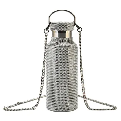 

Diamond light large capacity 304 stainless steel portable water cup shining celebrity vacuum flask, Various
