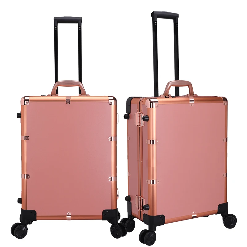 

Professional Rolling Makeup Train Case With LED Lighted and mirror bracket pull rod Cosmetic Trolley Case