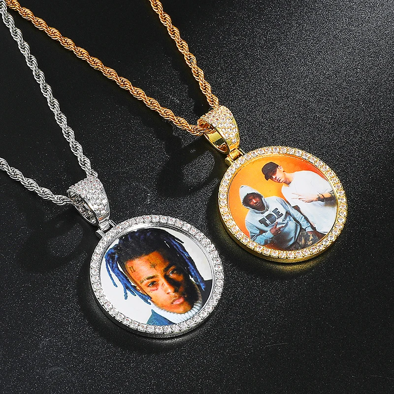 

Trend Custom Photo Necklace Pendants Men Fashion Hip Hop Jewelry Necklace, 24k gold