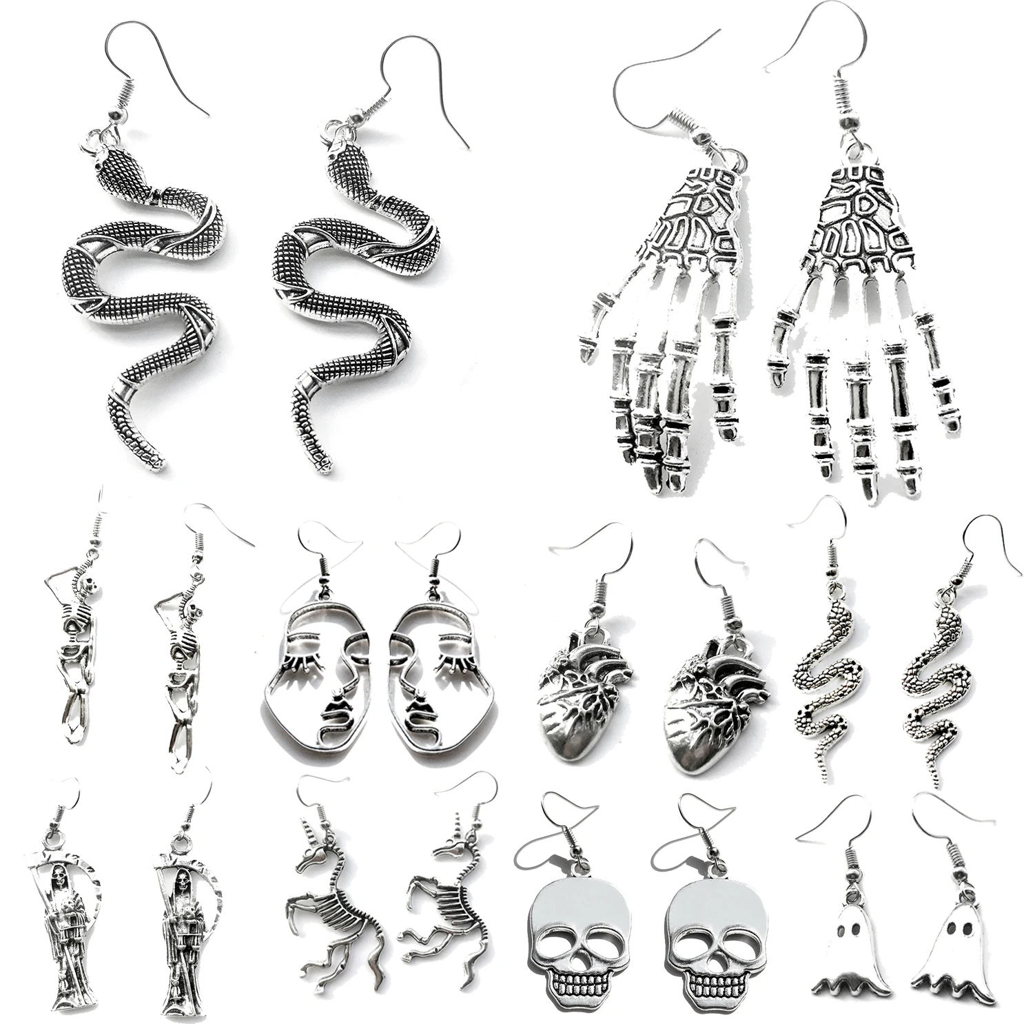 

Earrings For Women Fashion Punk Drop Earrings Simple Cool Cute Custom Handmade Girls Gift Snake Halloween Skeleton Ghost Spider