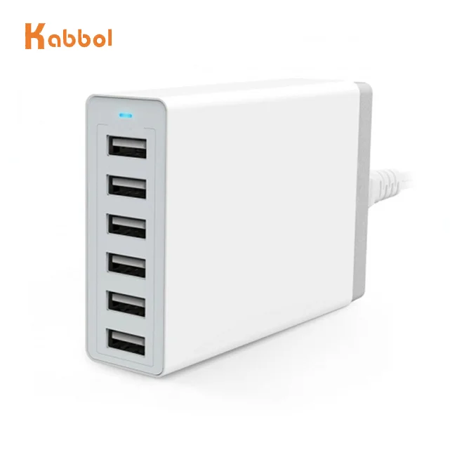 

Factory Wholesale Desktop Multiport 5V 12A 60Watt Fast charger, Mobile Phone/Tablet 6 Port Charger USB Phone, Black/white