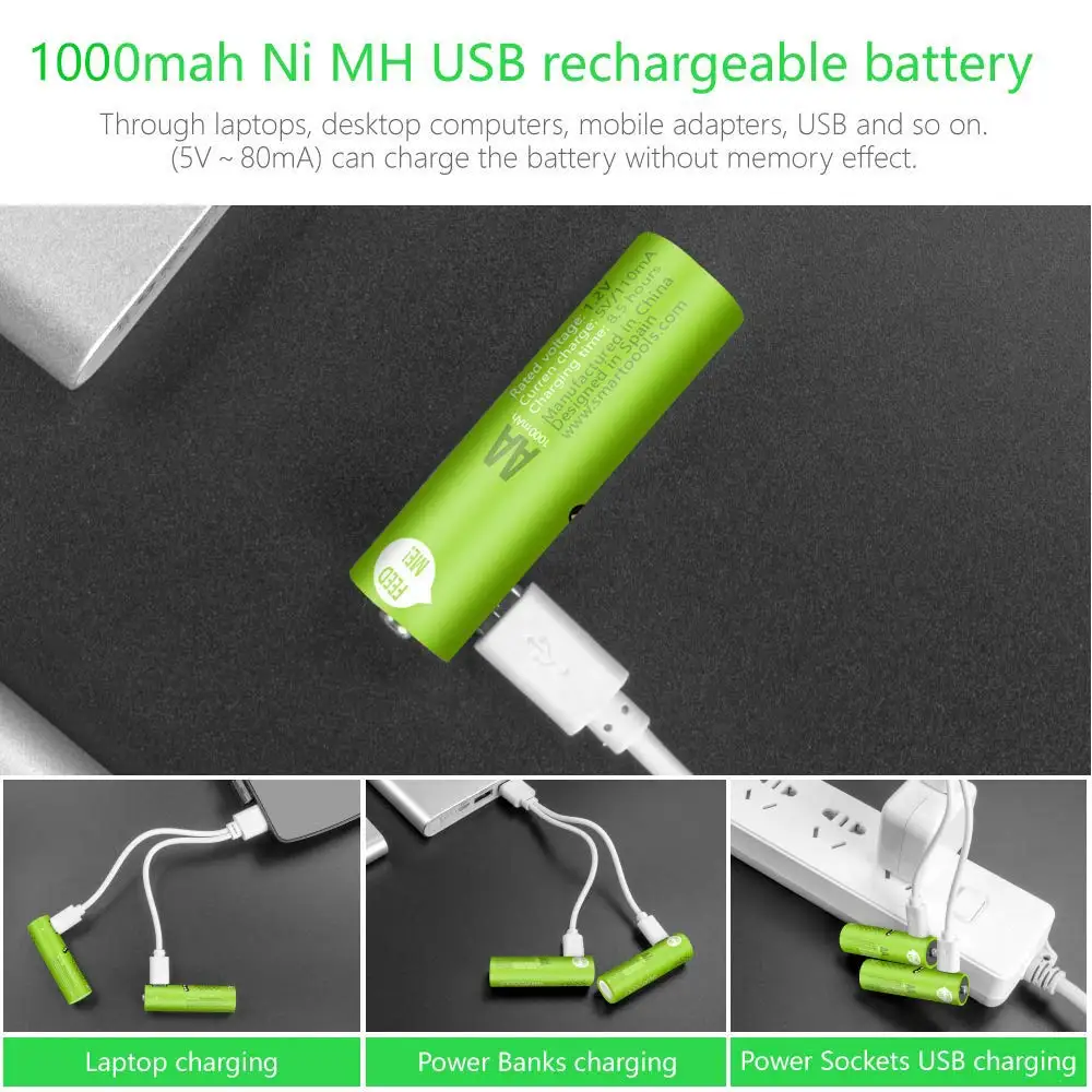 
Logo Brand Custom Rechargeable Battery 1.5V 1.2V AA AAA Reusble Micro USB Charging Port aa aaa Batteries Ni-Mh Wholesale 