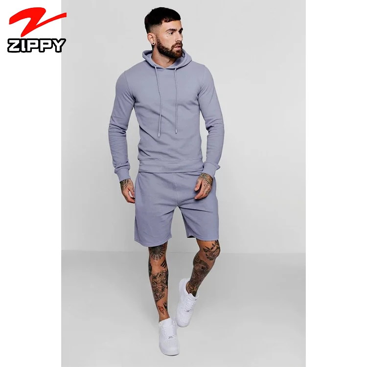 

2021 Spring Custom Embroidery Sweatsuit Men Slim Fit Hoodie cotton mens two piece short Tracksuit Sets, Custom color