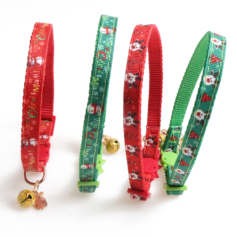 

Amigo best seller wholesale christmas snowman reindeer quick release breakaway buckle nylon pet cat collar with bells pendant