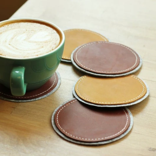 

Simple Design Leather Felt Coaster For Home, 41 colors for you