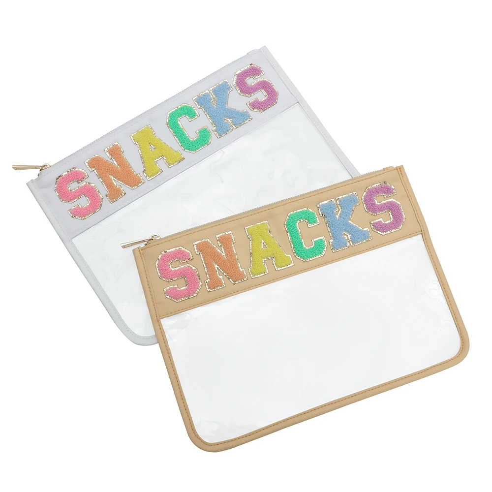 

Stock 14 Different Colors DIY Snack Letters Organizer Transparent Travel Zipper Pouch Portable Weatherproof Clear Makeup Case, Multi color