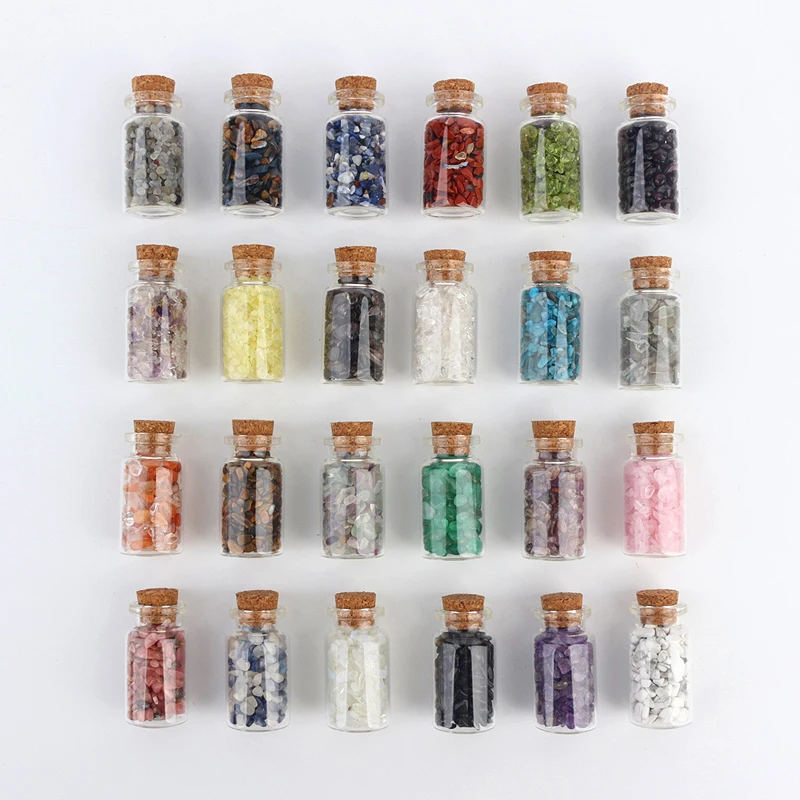 

Natural Crystal Decoration Chips Mini Healing Ore Specimens Wishing Bottle Drifting Bottle Customizable packaging box set