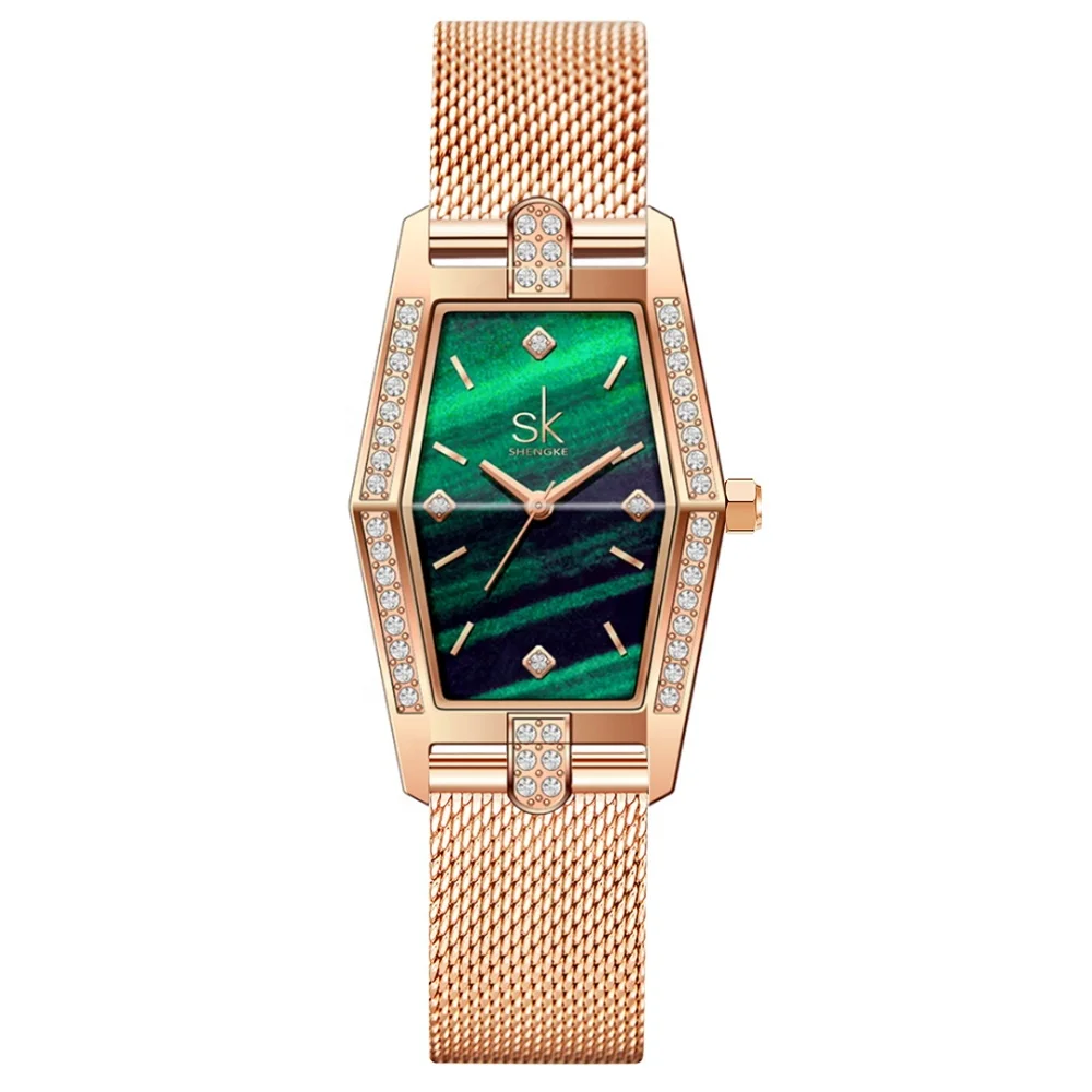 

Shengke Square Green Dial Women Watches Fancy Lady Watch Waterproof Rosegold Quartz Wrist Watch Luxury Gifts For Girl #K0145