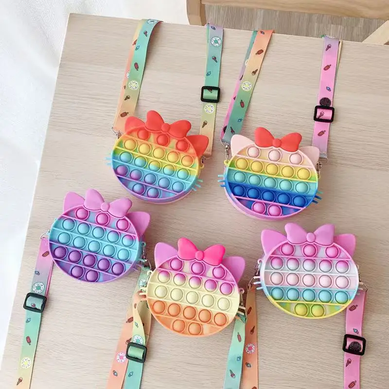 

new small handbags cross body bubble sensory hand popits shoulder bags wallets lucky cat hello kitty pop it coin purse for girl