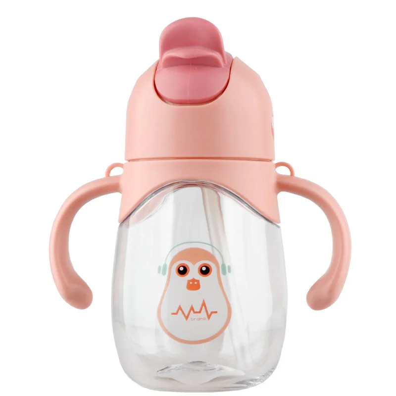 

Hot selling children's drinking cup with straw handle straps to go out portable large capacity 420ML food grade BPA free