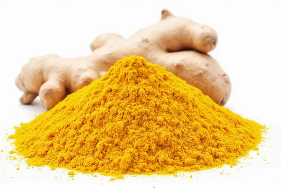 Ginger and turmeric roots alongside supplement capsules