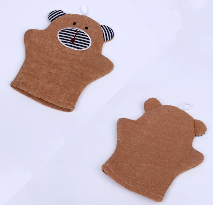 Animal Shape Cotton Mitt Puppet Wash Cloth Bath Brush Bath Gloves For
