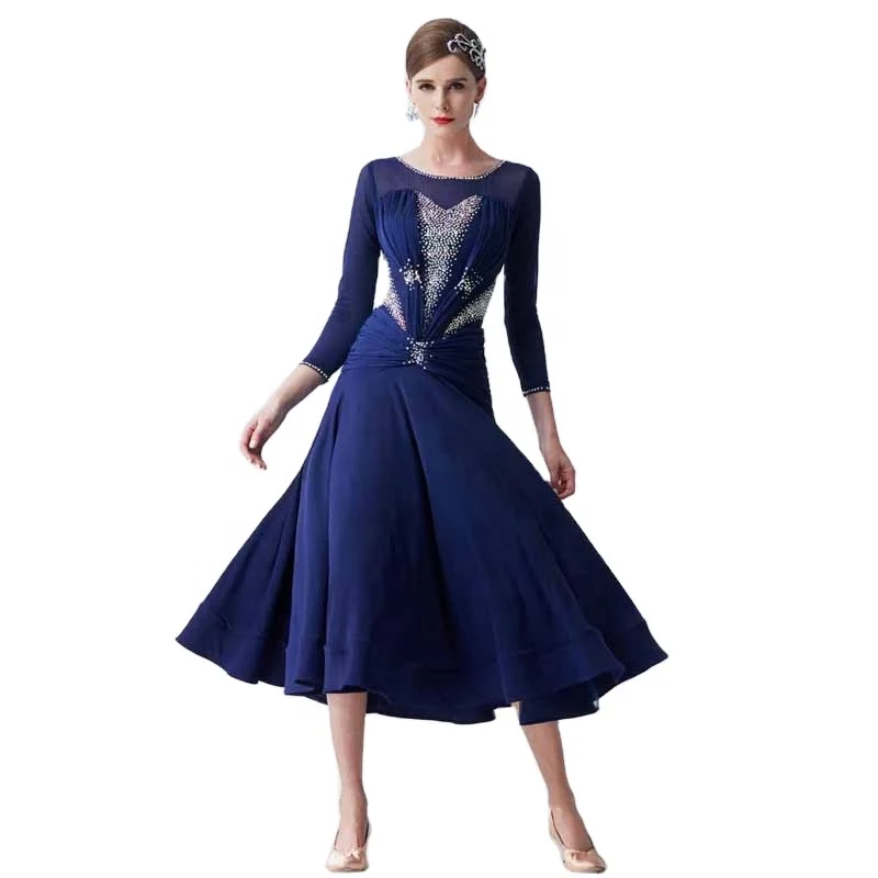 

M-19341 New national standard modern friendship dance practice costume dress waltz ballroom dance conjoined dress for sale, Customized