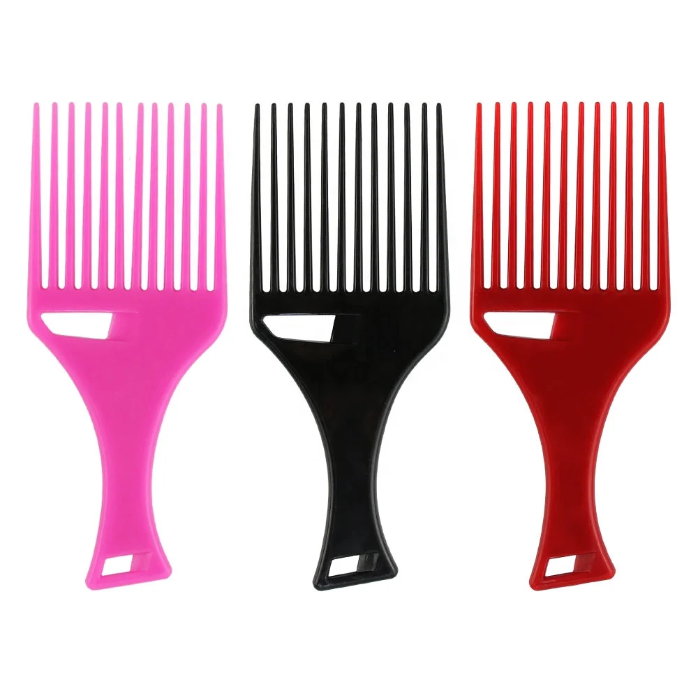 

High Quality Hair Salon Plastic Pick Up Afro Comb for Black Men, Customized color