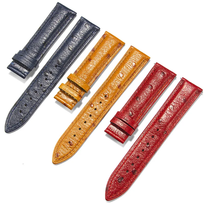 

Trendy Colourful Genuine Leather Watch Band Ostrich Grain Multi-color Custom  Strap Ladies Changeable Watch Strap, As pics