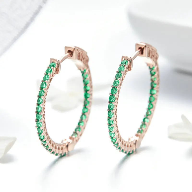 

New Trendy Rihanna Style rose gold plated 925 earring hoops sterling silver