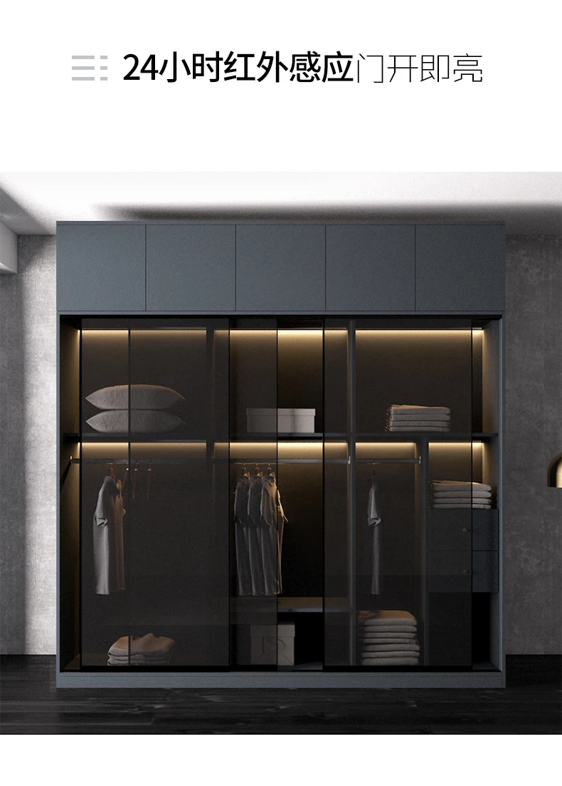 New Design Sliding Door Closet Modern Luxury Metal Wardrobes