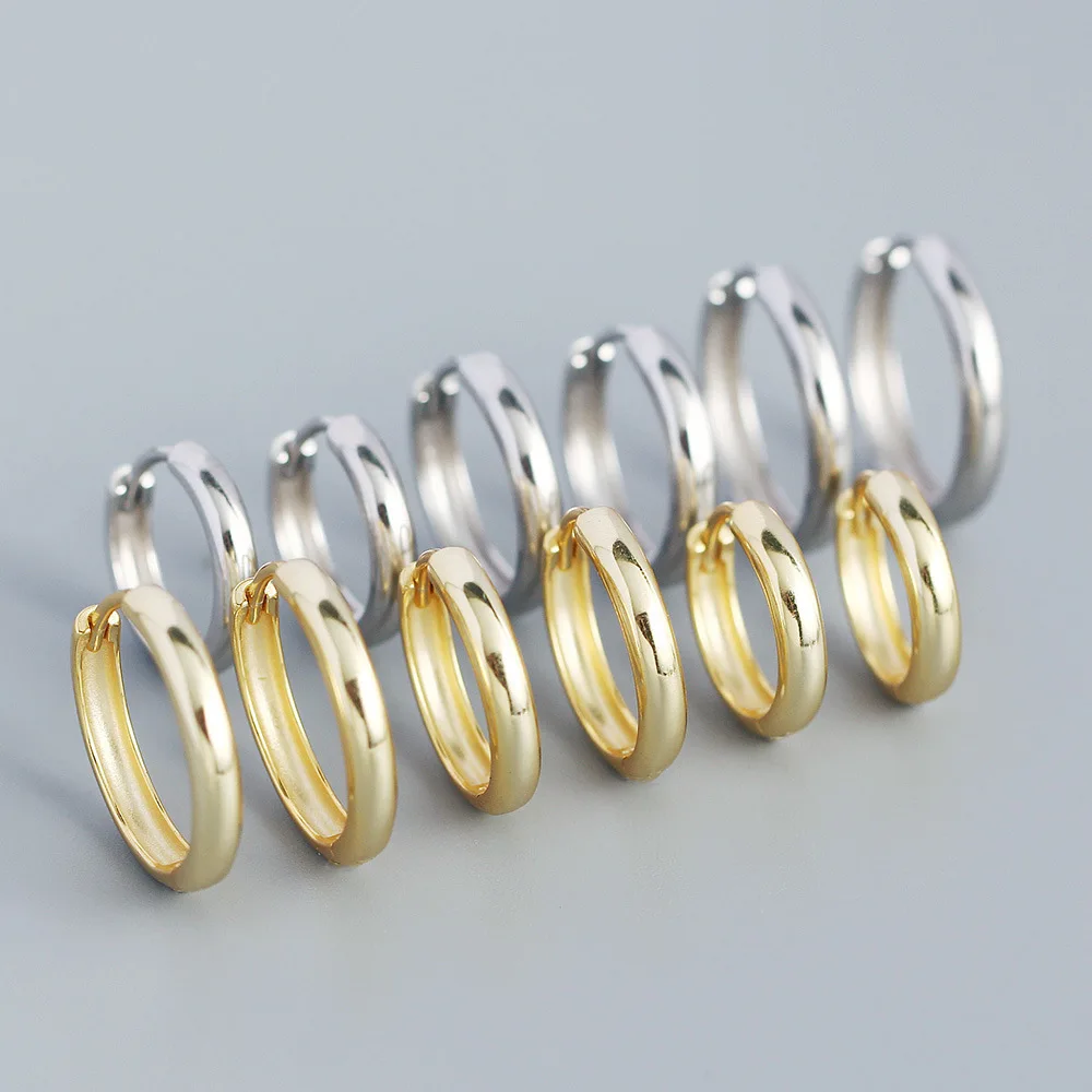 

High Quality Simple Design S925 Sterling Silver Wide Hoop Earrings For Women YHE0386