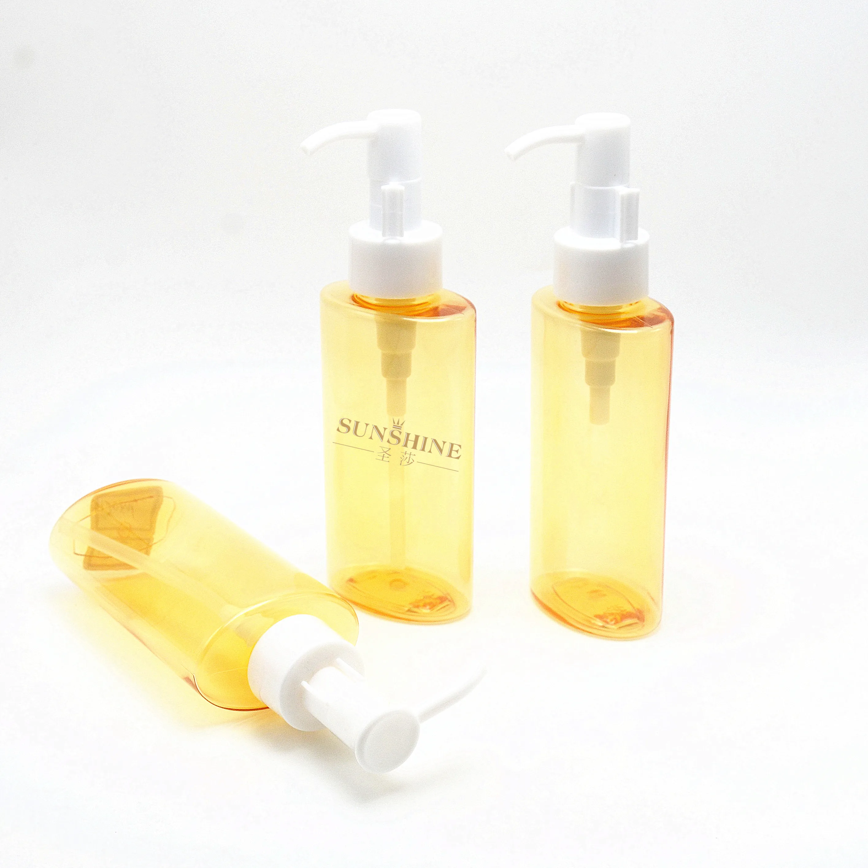 

New design cosmetic packaging 120ml oval shape oil plastic lotion pump bottles