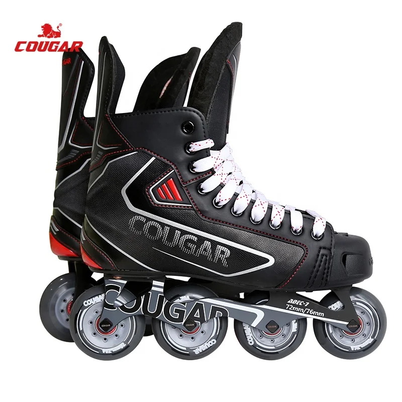 

Professional 4 PU roller wheels high quality factory inline hockey skates, Black