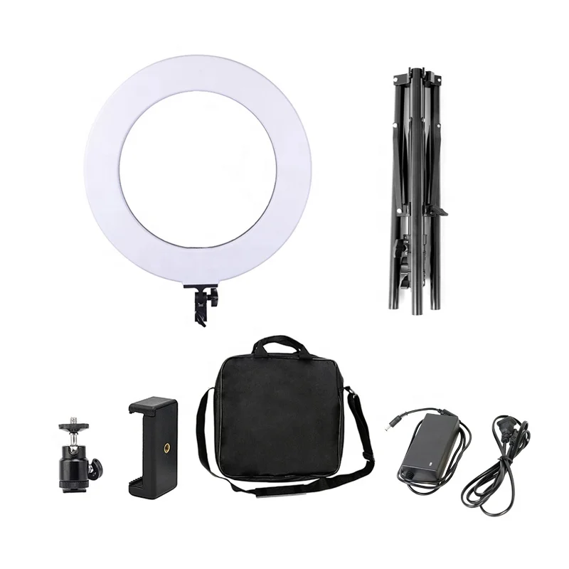 Kernel Big LED Ring Light Photography Studio 18 Inch LED Ring Light Kit With stand 60W Dimmable Bi-Color 3000k-6000k