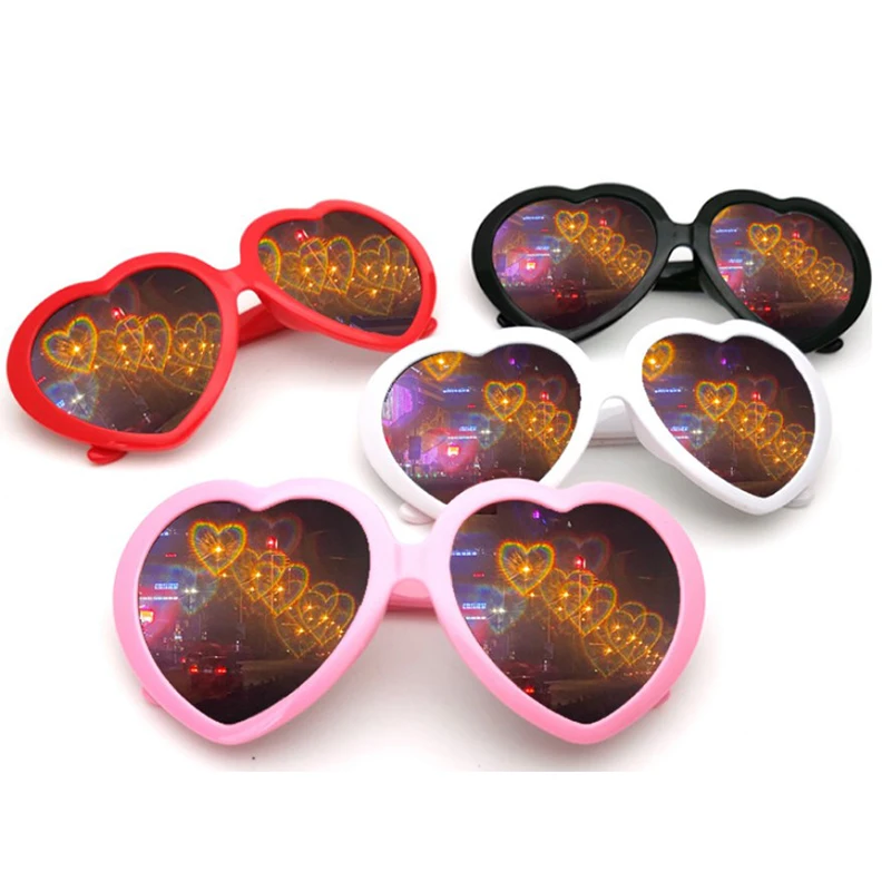 

Women Interesting Plastic Peach Heart Effect Diffraction Glasses Special Heart Glass Effects Eyeglasses