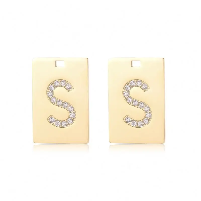 

Gold-plated stainless steel square brand diamond S letter necklace accessories pendant necklace fashion simple accessories