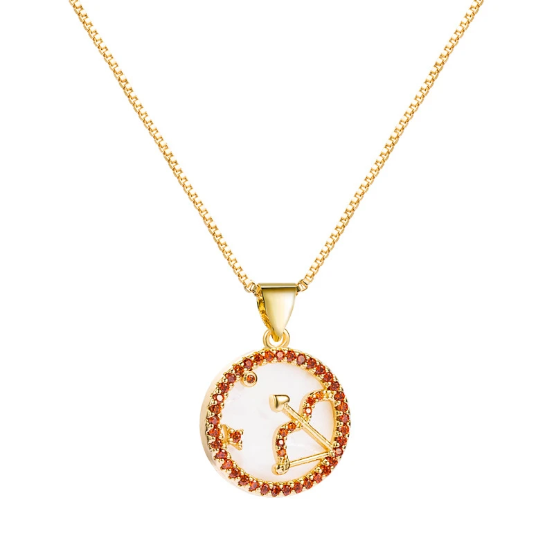 

Fahion Women Jewelry Choker Shell Pendant Zodiac Sign Necklace With Zircon, Picture