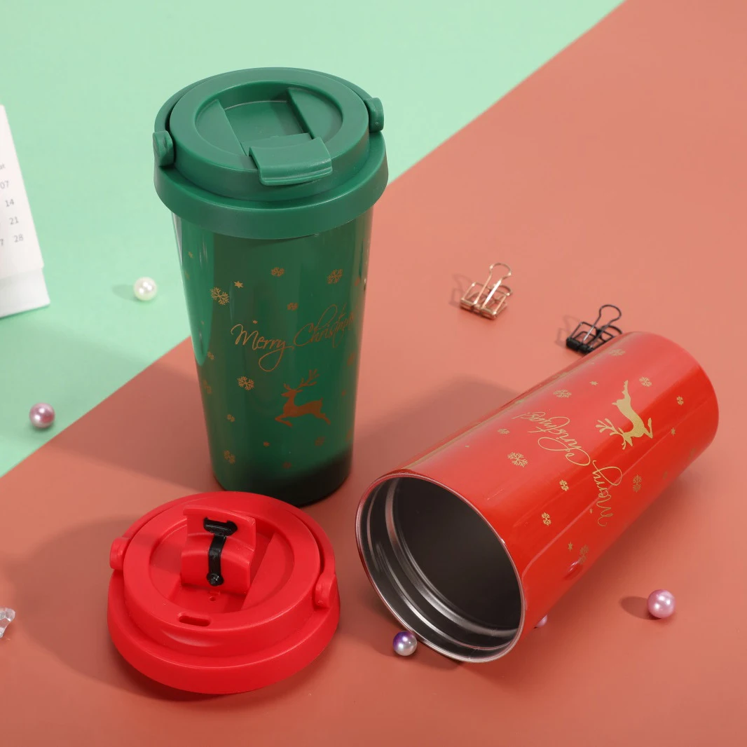 

Christmas Vacuum ThermosStainless Steel Insulated Coffee Tumbler Portable Reusable Coffee Cup Gift Water Flask, As picture show