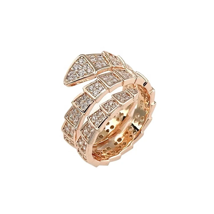 

Princess Beatrice Wedding Rings Rose Gold Plate 925 Sterling Silver Diamond Paved Snake Ring Serpent Finger Ring