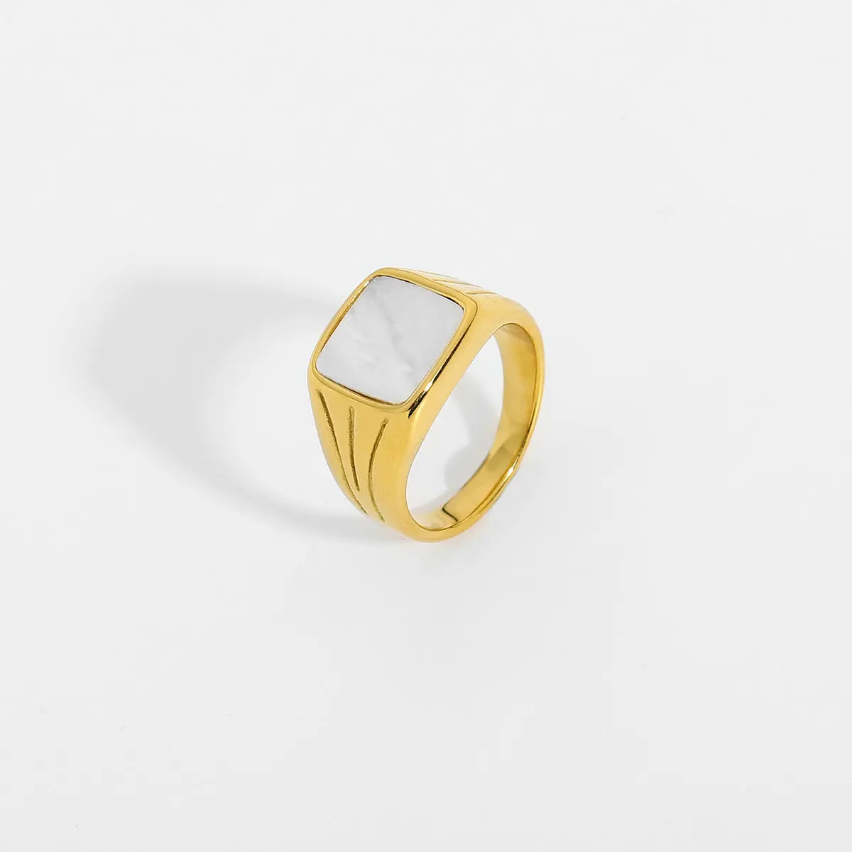 

Unique Black Enamel Square Signet Ring 18k Gold Plated Stainless Steel Statement Ring Women Jewelry
