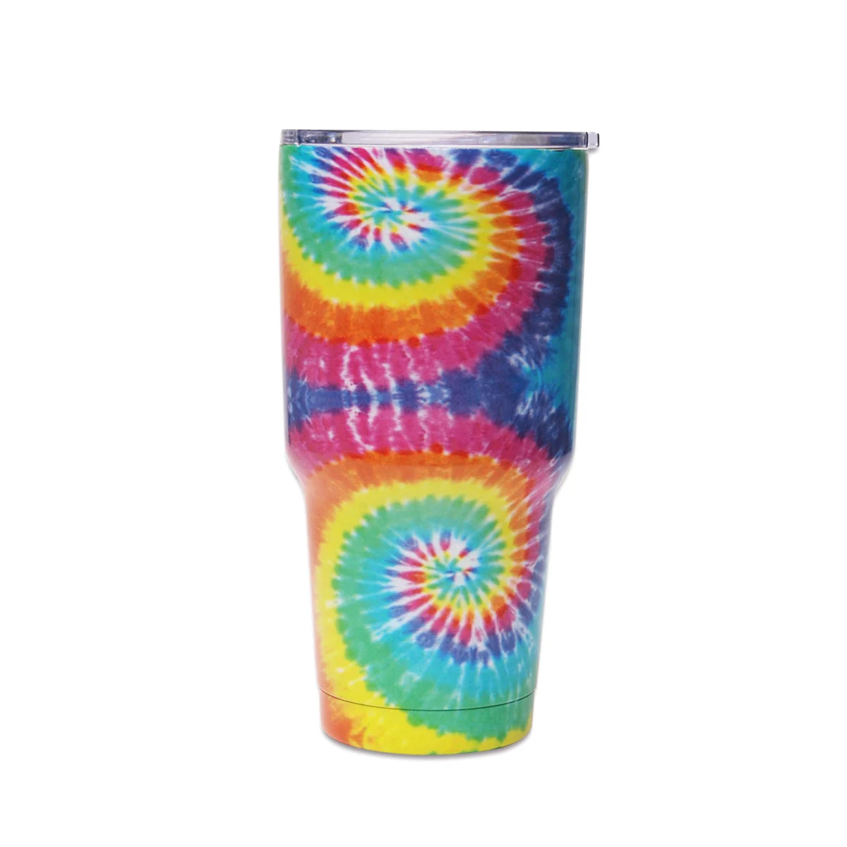 

Sublimation  Skinny Colored Tie-Dye Cups Double Wall Stainless Steel Insulated Vacuum Travel Coffee Tumbler with Lid, Colored tie-dye print