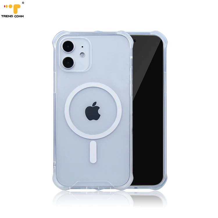 

For iPhone 12 Transparent Shockproof Hard TPU Acrylic Magnetic Bumper Cases