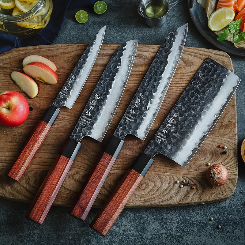 

High carbon clad stainless steel with 10Cr core 8 inch Restaurants kitchen chef knife set of 4