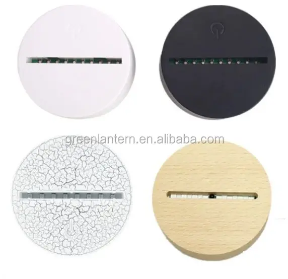 LED Lamp Bases for 3D Led Night Light ABS Acrylic Black 3D LED Lamp Night Light Touch Base with USB Cable and Remote Control