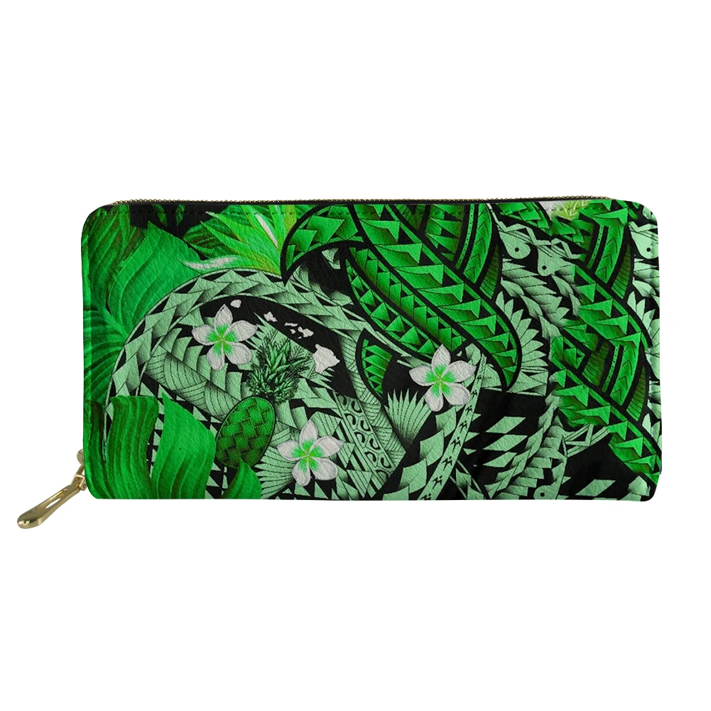 

High Quality Women Fashion Wallet Long Polynesian Tribal Design Printed Cheap Bags Ladies Pu Wallet Purse Zipper Female Wallet