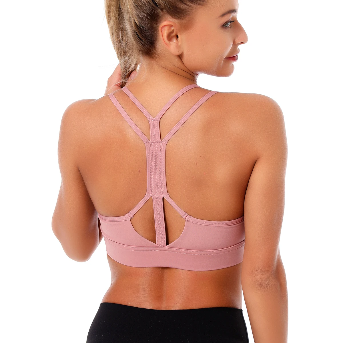 

Weixin Dropshipping Women Pink Padded Built In Bra Tank Top 2 Set Yoga Set Female Sleeveless Tank Top Bra Fitness