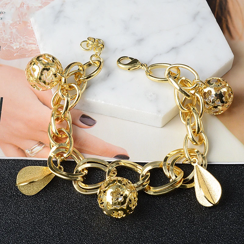 

Fashion Jewelry Charm Bracelets For Women Hand Chains Link Chain ball Bracelet High Quality For Engagement Gift