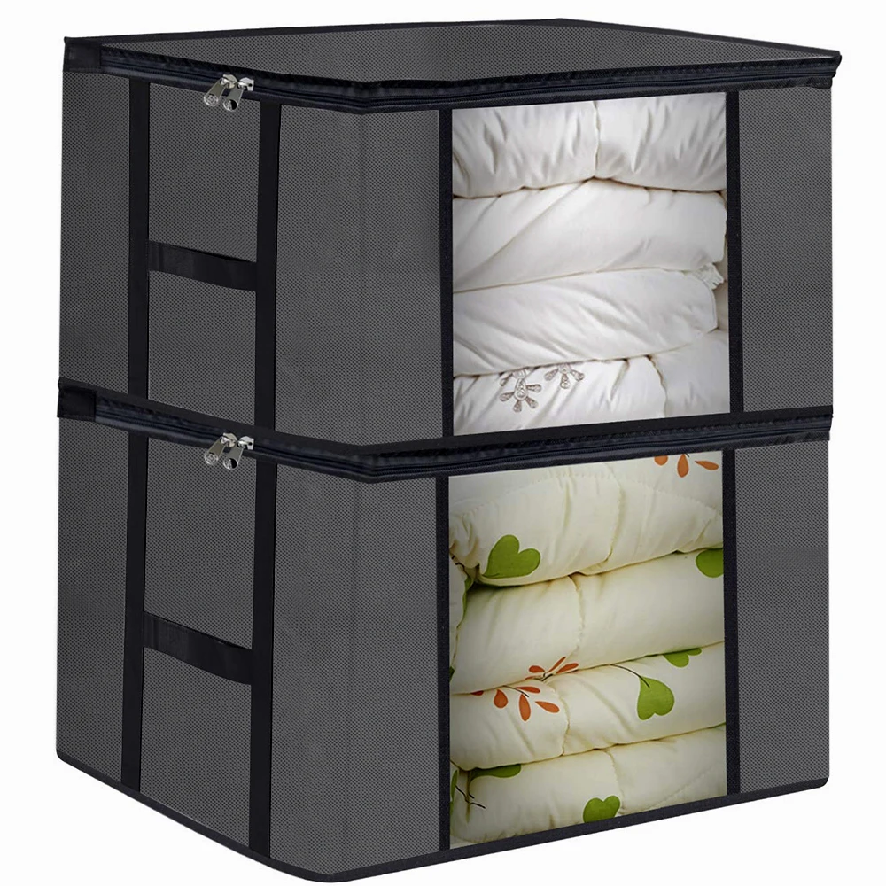 

Foldable Large Capacity Storage New design bedroom storage bag with Clear Window for Blankets Clothes, Black,grey or customized