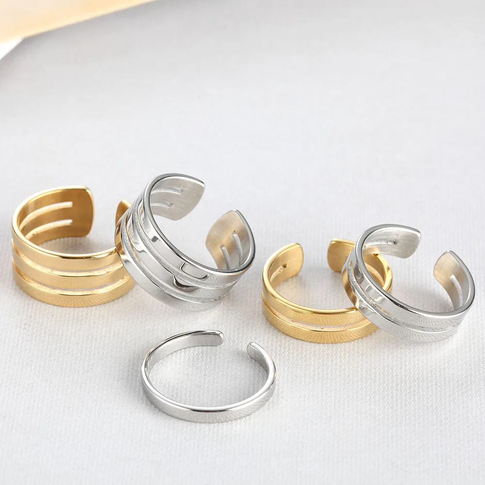 

Hot Sale Simple Personalized Index Finger Ring Adjustable Open Multilayer Ring Glossy Engraving Stainless Steel Ring