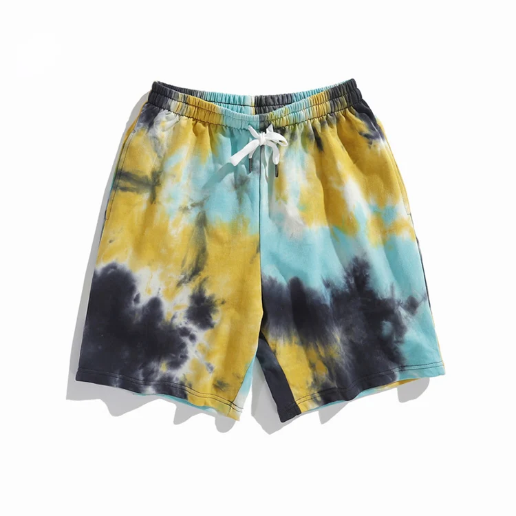 

Wholesale Custom Drawstring Casual Summer 100%Cotton Tie Dye Shorts Men