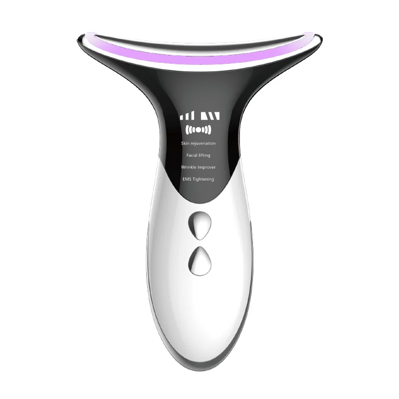 

USB Face Neck Massager Anti-Aging LED Light EMS Heat Wrinkles Removal Skin Tightening Neck Lift Beauty Device, White