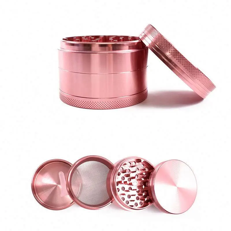 

Pink Color Rose Gold Girl Love 4levels Alunium Herb Grinder Weed Tobacco Smoke Portable for Hookah Shisha Glass Water Pipe