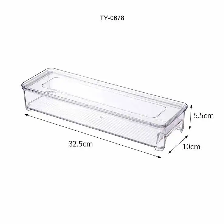 

Hot Selling Transperant PET Material Stackable Refrigerator Fridge Organizer with Lid, Transparent