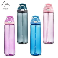 

450ml 550ml 750ml Outdoors Customized Logo Accepted BPA Free motivational Plastic Sports Water Bottles with straw