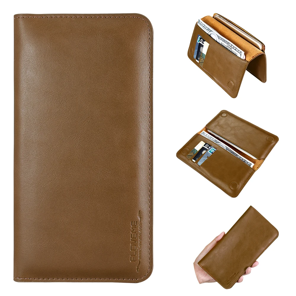 

Free Shipping 1 Sample OK FLOVEME 5.5 inch Leather Wallet Phone Case Cover Universial Cell Phone Pouch Bag