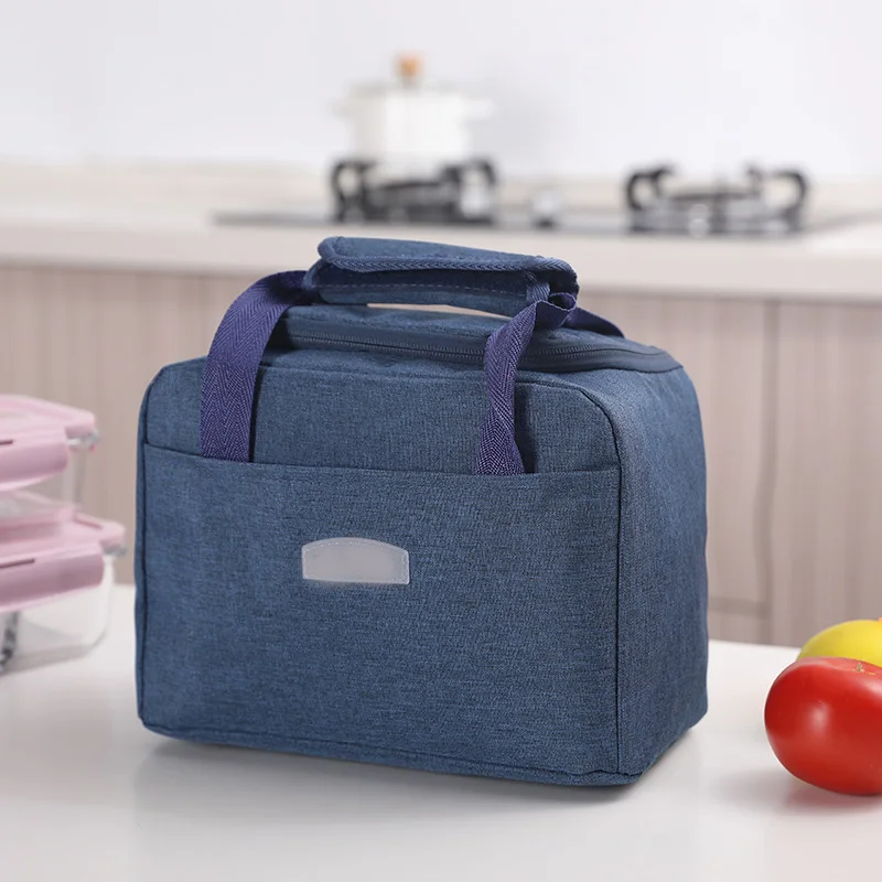 

Custom reusable Waterproof kids school blue lunch cooler bag Portable insulated Aluminum Foil lunch box bag