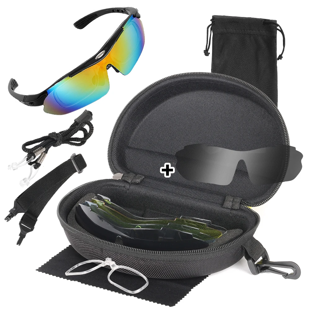 Wholesale Cycling Glasses Polarized Sports Sunglasses with 5/6 Interchangeable Lens for Bike Outdoor Windproof UV400 Protection