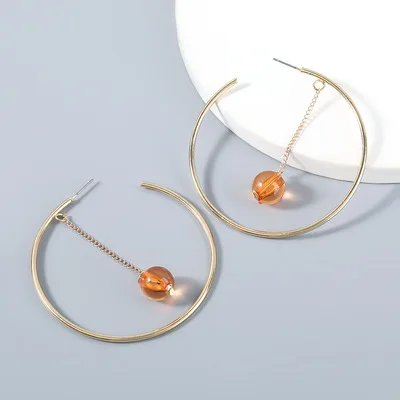 

High Quality Gold Plated Geometric Resin Hoop Earrings C Shaped Acrylic Earring For Party