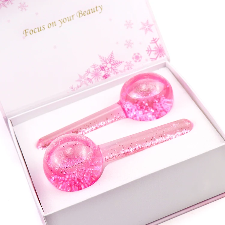 

facial roller massager energy beauty massage crystal balls hockey puck Ice Globes for Facials, Pink